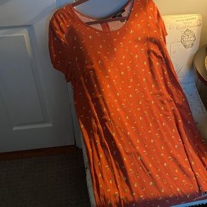 Forever21 Rusty orange with floral pattern tunic or sundress. Size Large.